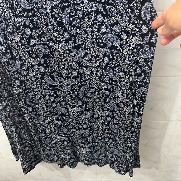 Loft Outlet Petite Large Blue Paisley Feminine Fairy Beach Resort Maxi Dress - Picture 3 of 7